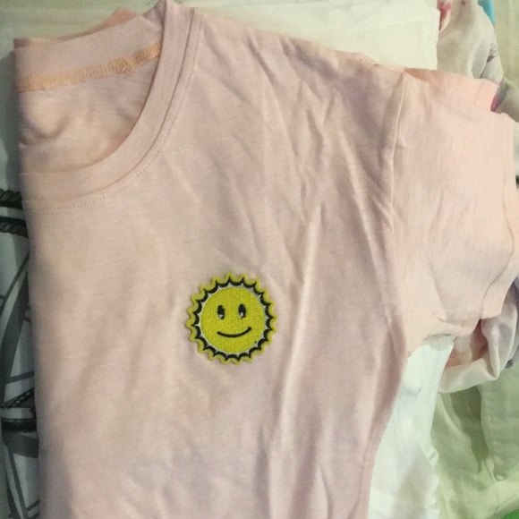 Tops - Smiley sunshine crop top one size Light pink NWOT